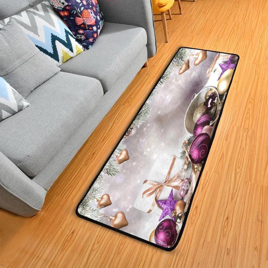 Bestwell Christmas Elements Runner Rug with Rubber Backing, Soft Wooden Non Slip Entryway Rug Runner, Washable Area Rug Carpet for Hallway Bedroom Kitchen Decor,24x72 inch