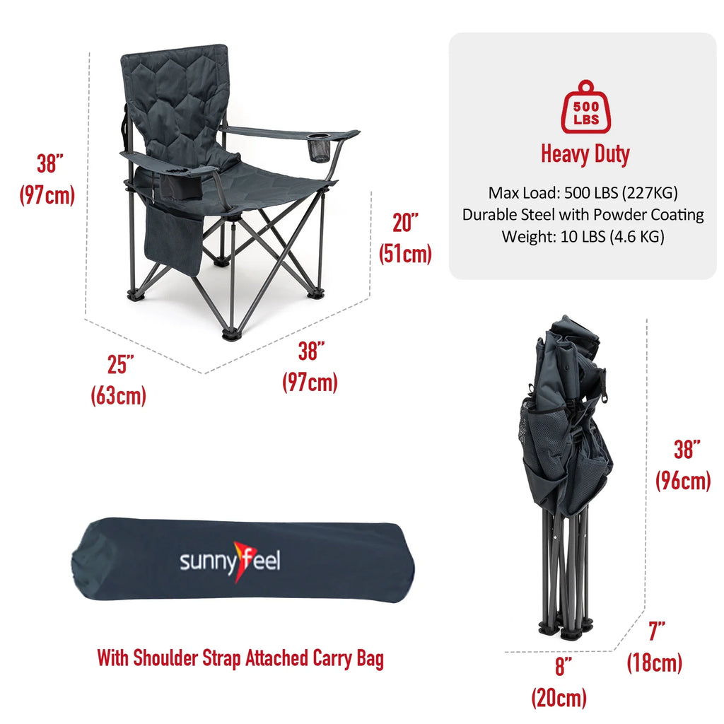 Oversized Folding Camping Chair - 12.13 - Experience ultimate comfort and convenience on your outdoor adventures!