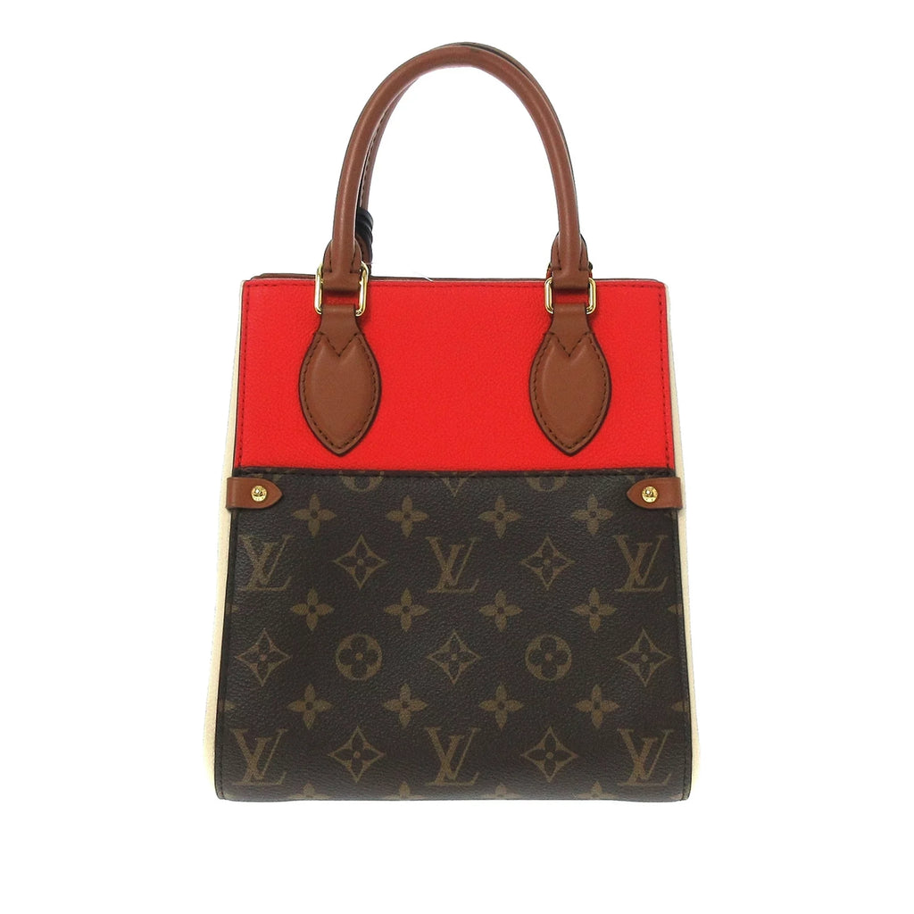 Pre-Owned Authenticated Louis Vuitton Monogram Fold Tote PM Canvas Brown Satchel Unisex (Good)