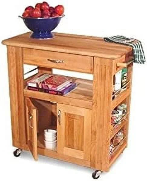 Pemberly Row Wood Heart of the Kitchen Butcher Block Island in Natural