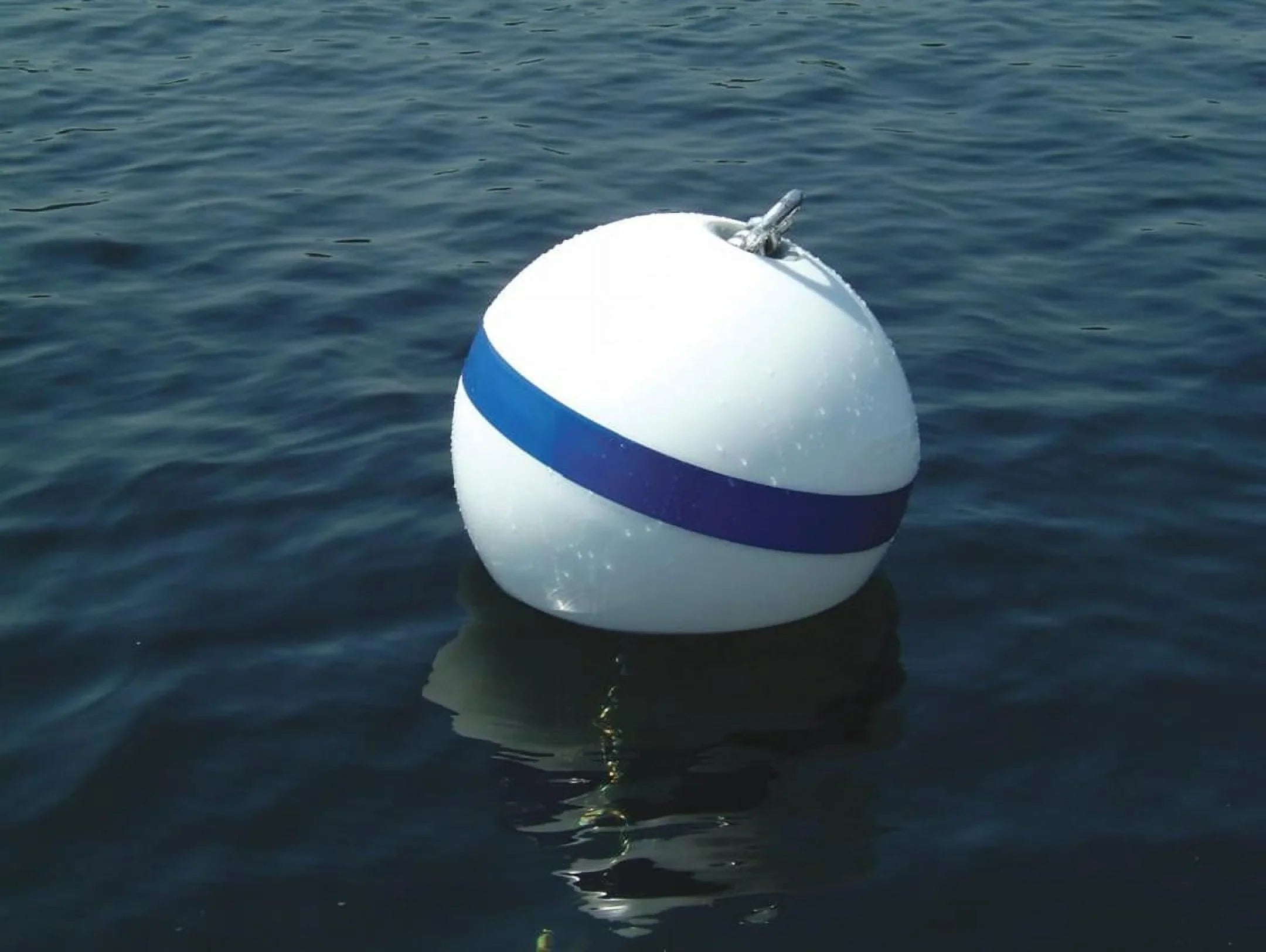 Taylor Sur-Moor T3C Mooring Buoy, White with Blue Reflective Striping