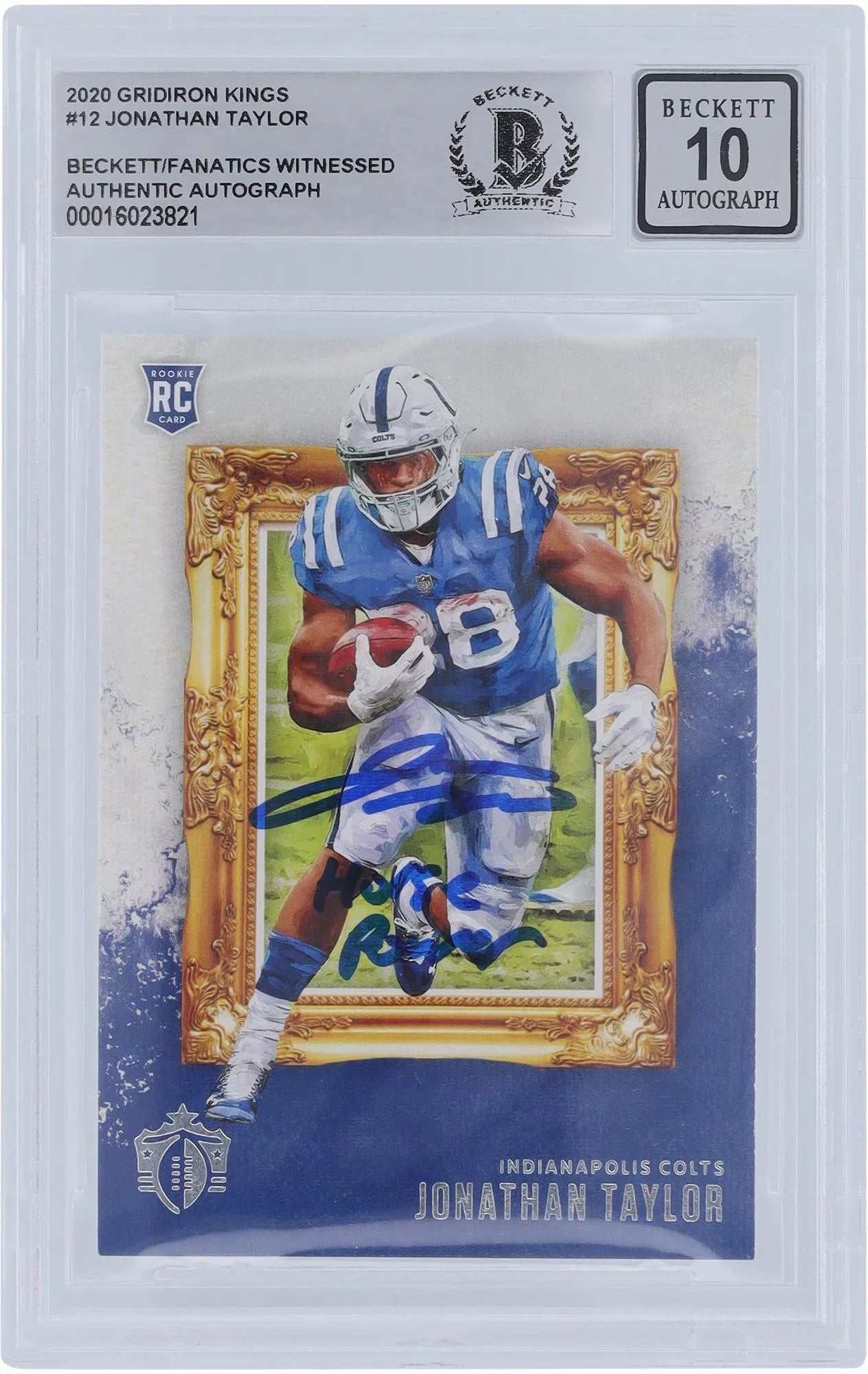 Jonathan Taylor Indianapolis Colts Autographed 2020 Panini Gridiron Kings #GK-12 Beckett Fanatics Witnessed Authenticated 10 Rookie Card with "Horse Power" Inscription - Fanatics Authentic Certified