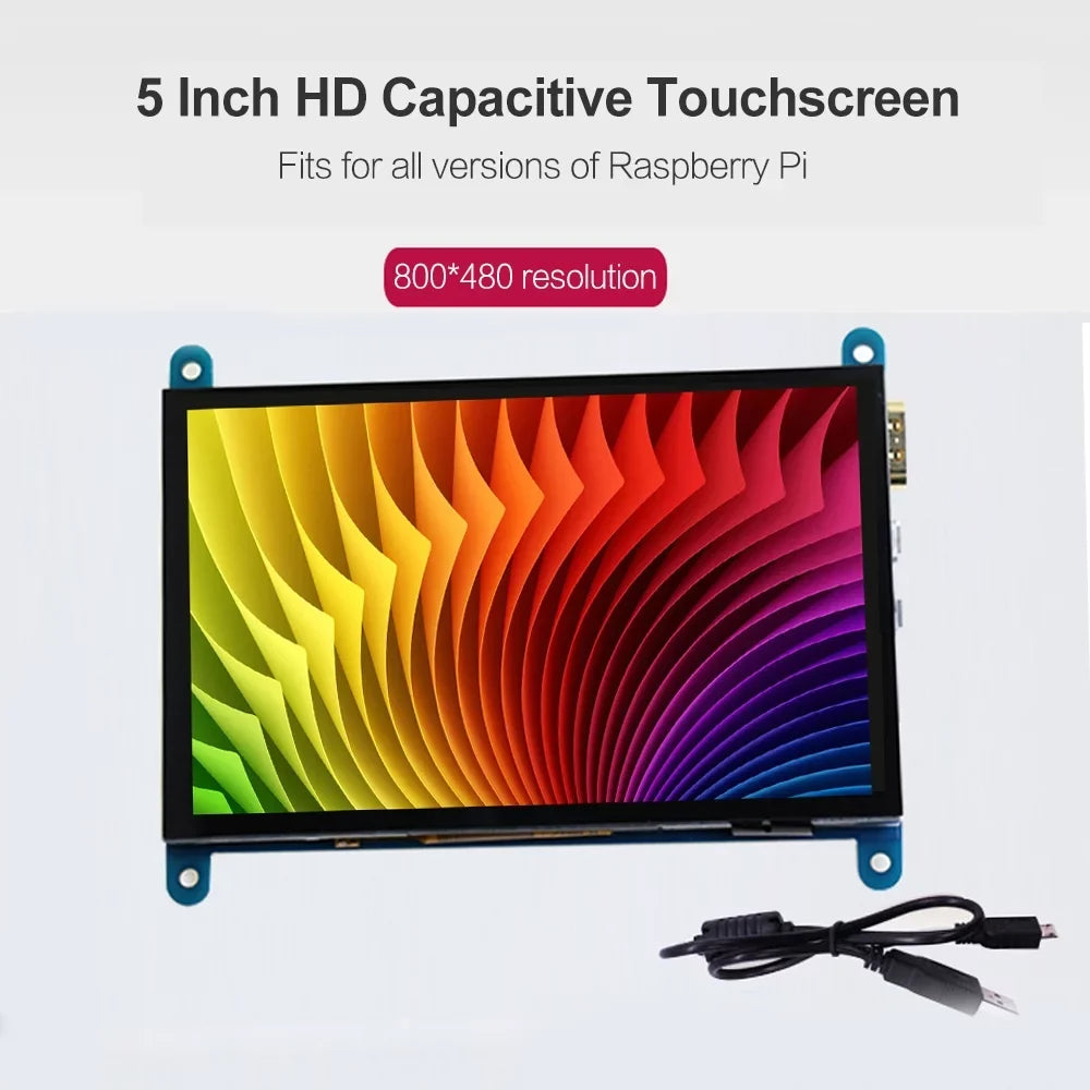 walmeck 5 Inch Capacitive Touchscreen Display 800*480 Resolution Small Portable with USB Interface suitable with Raspberry Pi Educational Tool