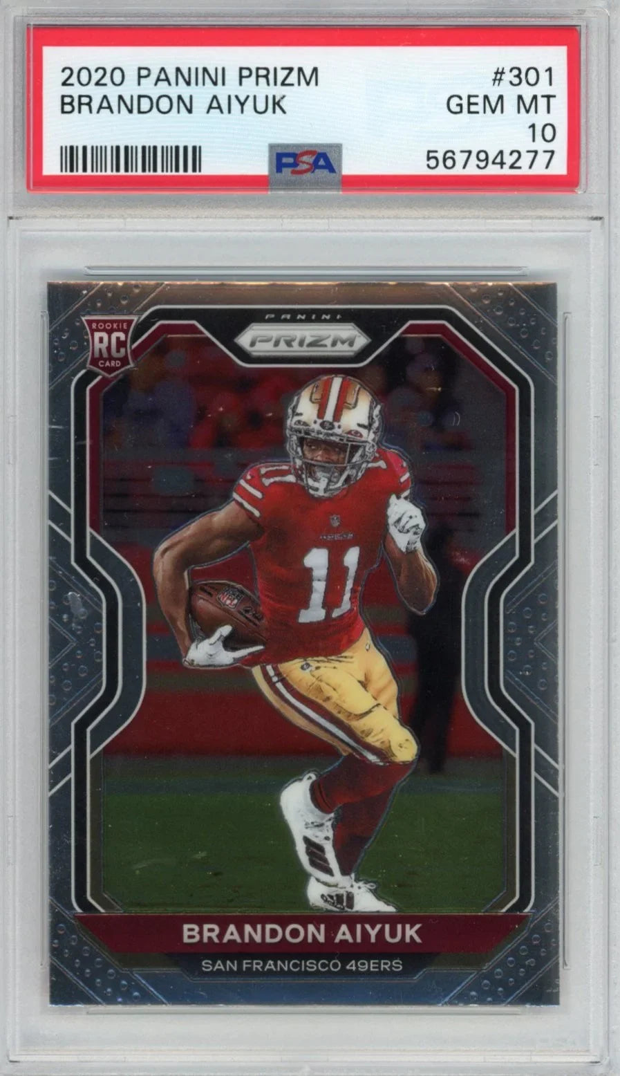 Graded 2020 Panini Prizm Brandon Aiyuk #301 Rookie RC Football Card PSA 10 Gem Mint