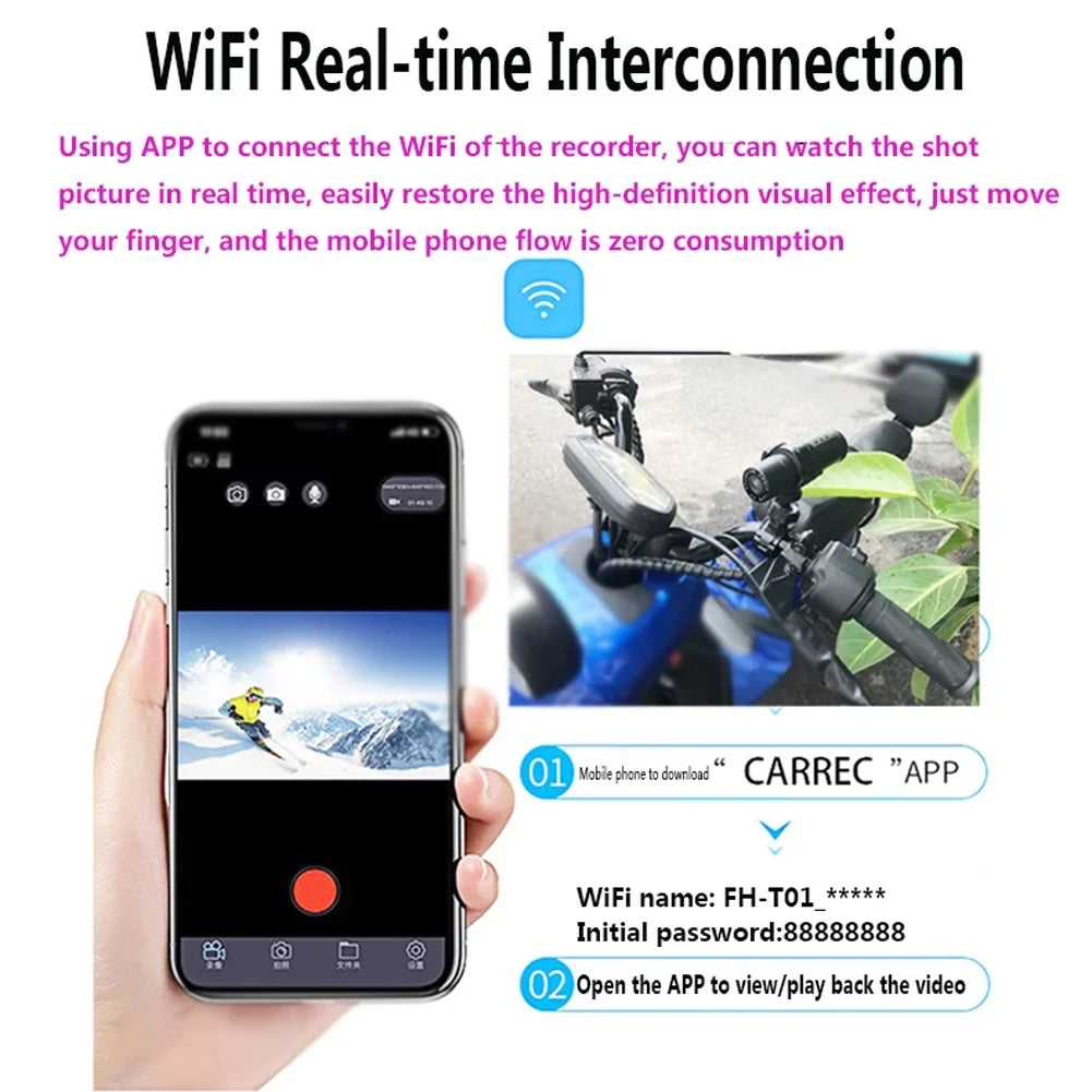 Cycling Recorder,Cam W1f1 Bike Camera Cam Dvr Video Cam Camera 1080p Camera Bike Bike Motorbike Helmet Camera Cam Wifi Bike Wifi Siuke Buzhi 1080p Wifi Siuke Motorbike 1080p Waterproof