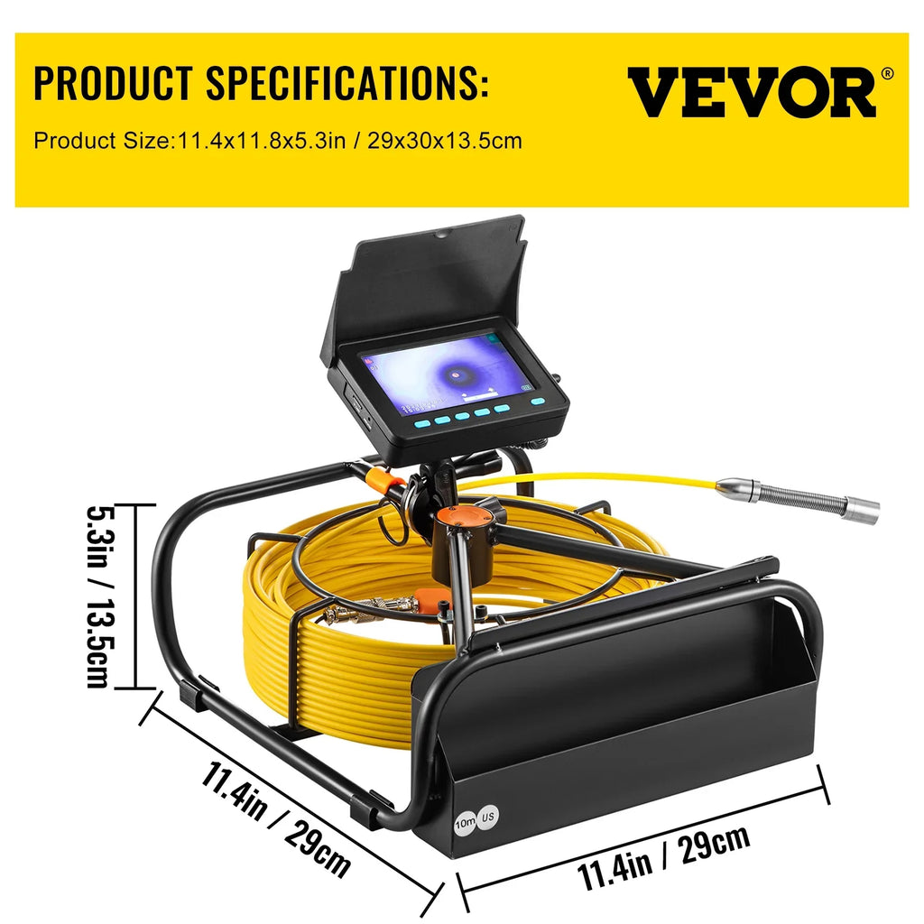 TFT LCD Monitor Pipe Camera Screen Waterproof IP68 Duct Inspection Camera with 6PCS LEDs 8500MAH Lithium Battery, DVR Function 10M. SKYSHALO Sewer Camera 32.8FT Cable Pipeline Inspection Camera 4.3 in