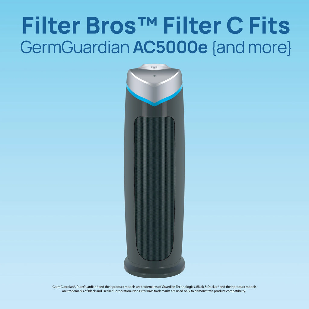 Filter Bros Filter C suitable With GermGuardian FLT5000 - AC5000, AC5000E, HEPA Replacement For Home Air Cleaner Purifiers, AC5300B, AC5250PT With Technologies and AC5350B, AC5350BCA, AC5350W, AC530
