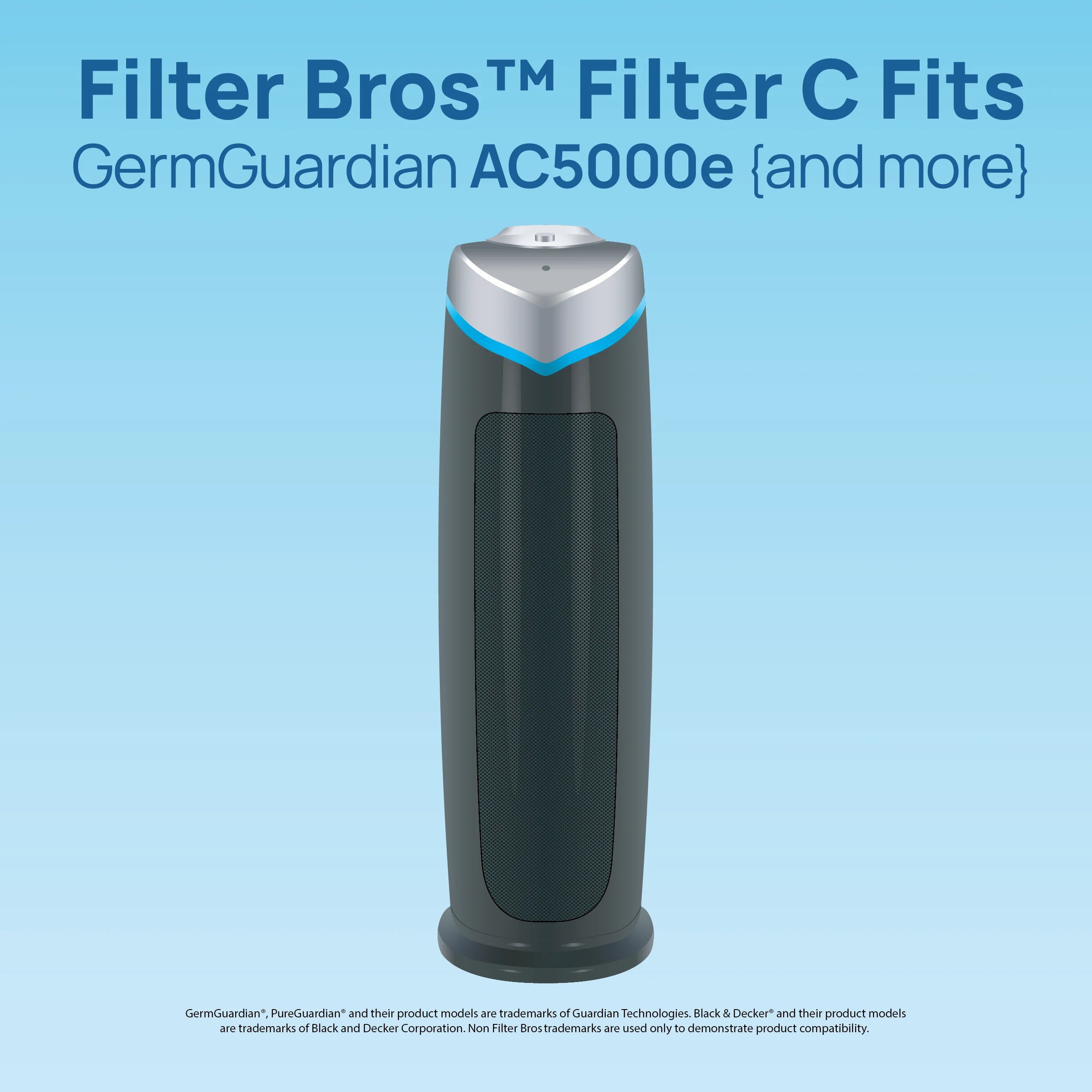 Filter Bros Filter C suitable With GermGuardian FLT5000 - AC5000, AC5000E, HEPA Replacement For Home Air Cleaner Purifiers, AC5300B, AC5250PT With Technologies and AC5350B, AC5350BCA, AC5350W, AC530