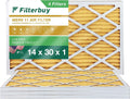 Filterbuy 14x30x1 MERV 11 Pleated HVAC AC Furnace Air Filters (4-Pack)