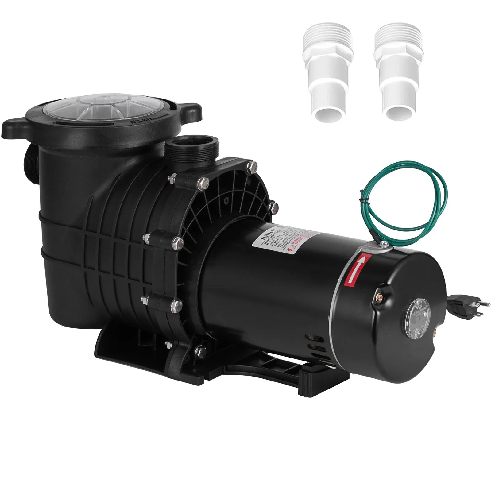SHZOND 1.5HP Swimming Pool Pump, Dual Voltage 115/230V High Flow Pool Pump, 108 GPM Above Ground Pool Pump wIth Large Strainer Basket, 2Pcs 1-1/2NPT Connectors