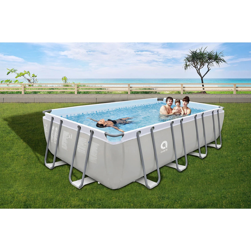 JLeisure 17776 18 x 10 Foot Above Ground Steel Frame Swimming Pool, Gray