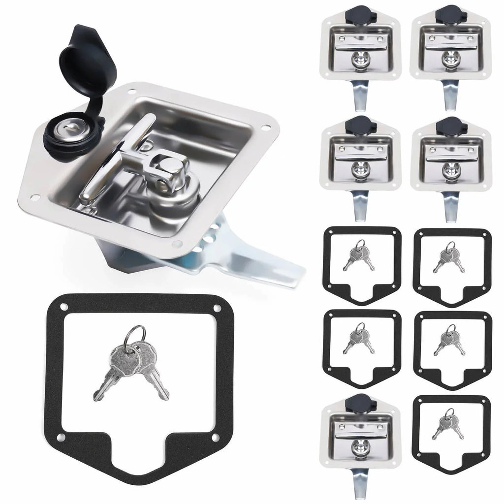 Set of 6 Folding T-handle Tool Box Lock RV Door Latch w/ 12 Keys Stainless Steel