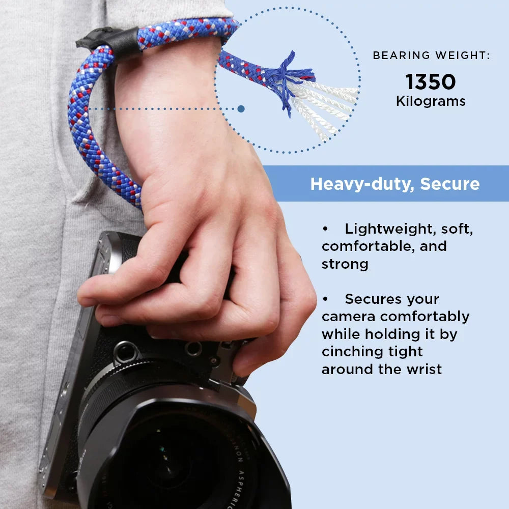 Foto&Tech Climbing Rope Camera Wrist Strap Quick Release Made in US appropriate with  A6600 A6500 A6400 A6000 A6300 A6100 A5100 A5000,RX1 R,RX1 R II,RX10,RX10 II,RX10 III,RX10 IV (34cm,Red/Blue/WT)