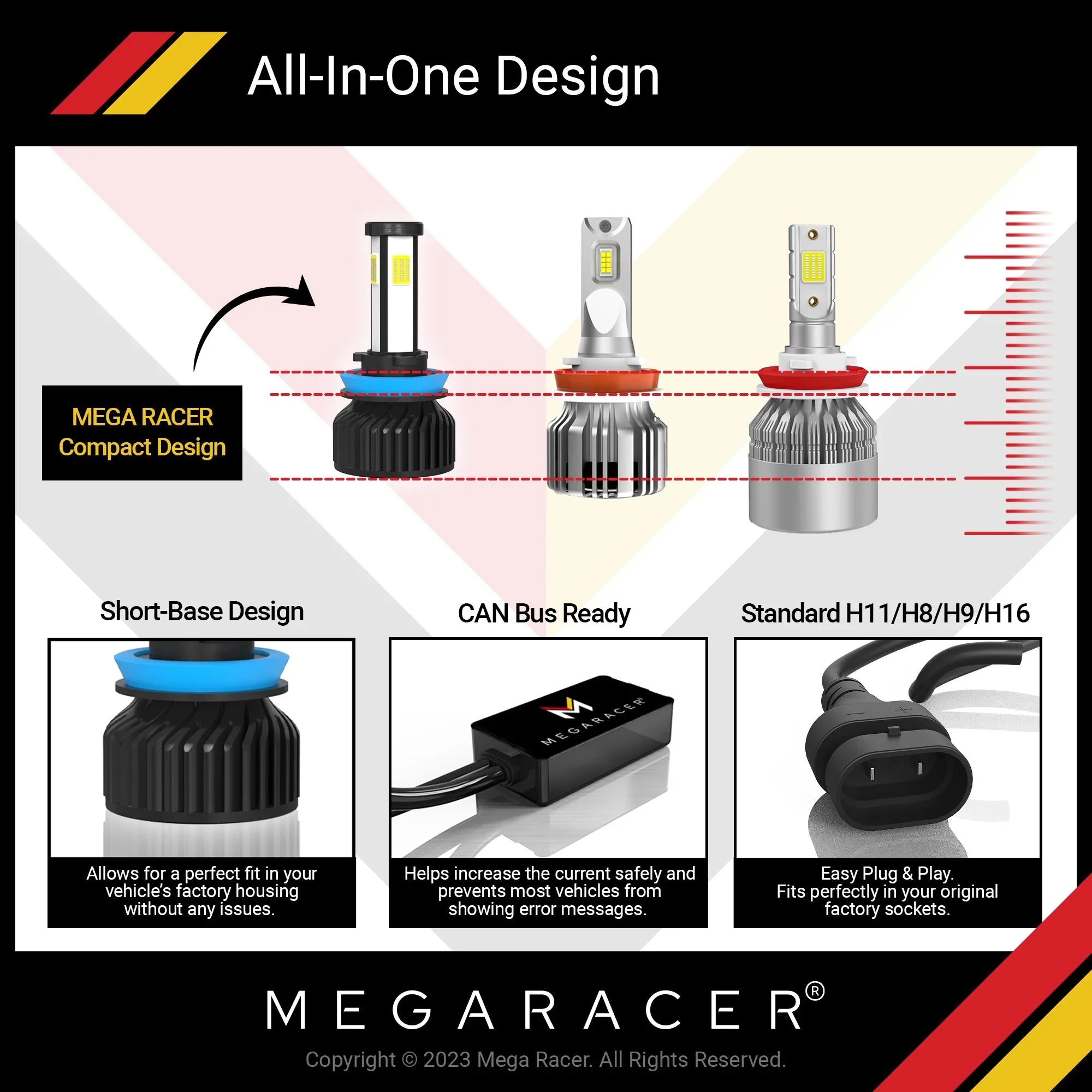 Mega Racer  328i xDrive 4 Sided H11 H9 H8 LED Headlight Bulbs 6000K Diamond White 12V 60W 10000LM  328i xDrive 2011 2012 2013 2014 2015 2016 11 12 13 14 15 16 Fog Light Automotive Replacement