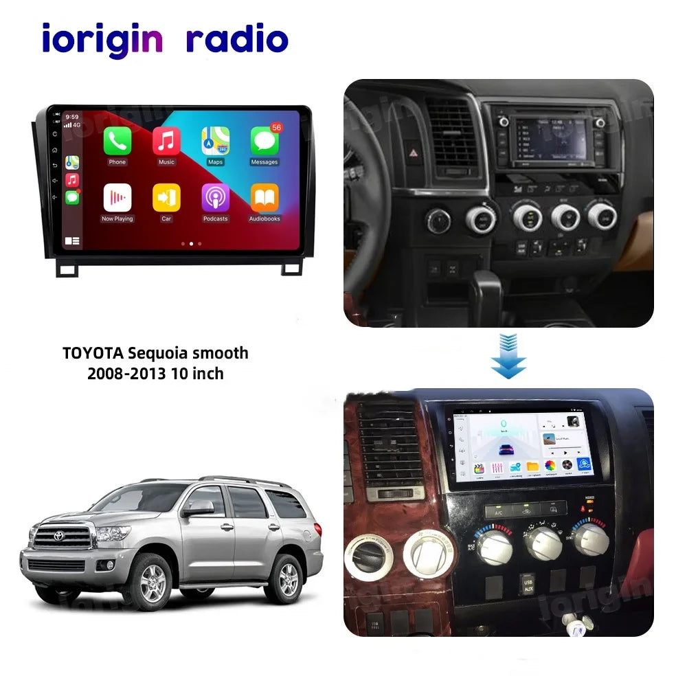 10.1 Inch Car Audio for  Tundra 2007-2013, Sequoia 2008-2017, Android 13 GPS Navigation with Bluetooth 5.0 FM AM Radio DSP Carplay 4GB 64GB