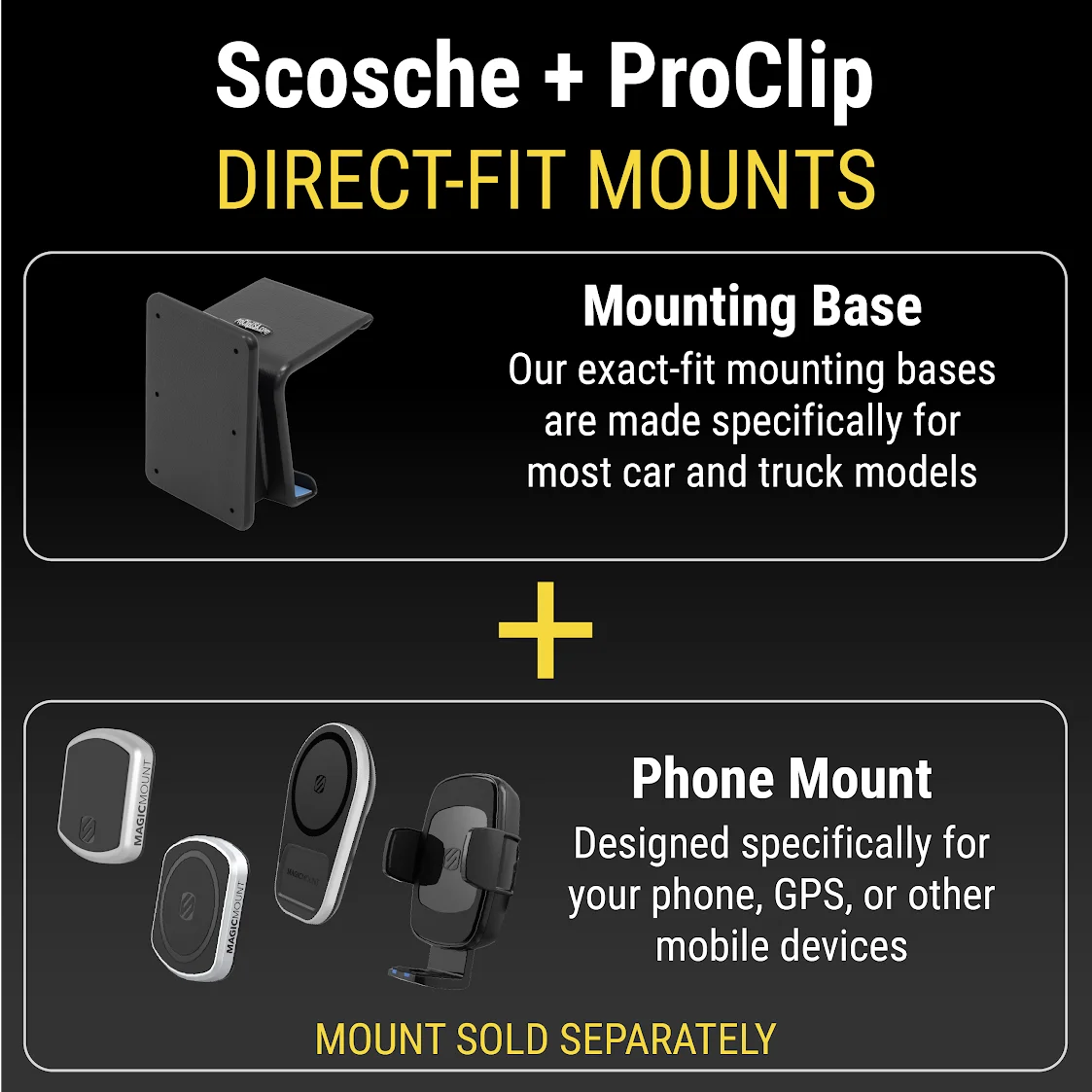 Scosche PC855014 ProClip Center Dash Mount suitable with 2014-2018 Chevy Silverado 1500 Series (Mounting Base Only)
