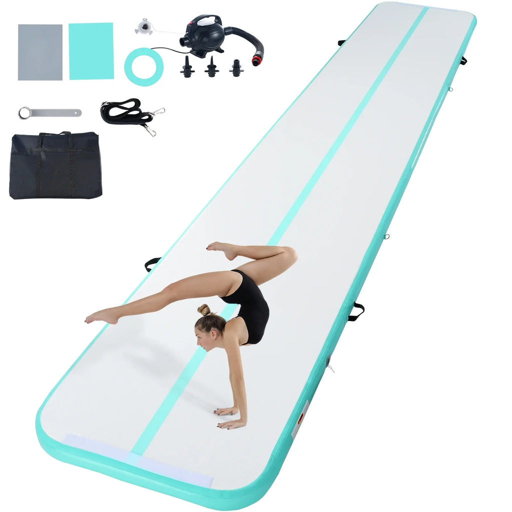 SKYSHALO Air Mat Inflatable Training Tumbling 20ft with Pump Gym Gymnastics Mat