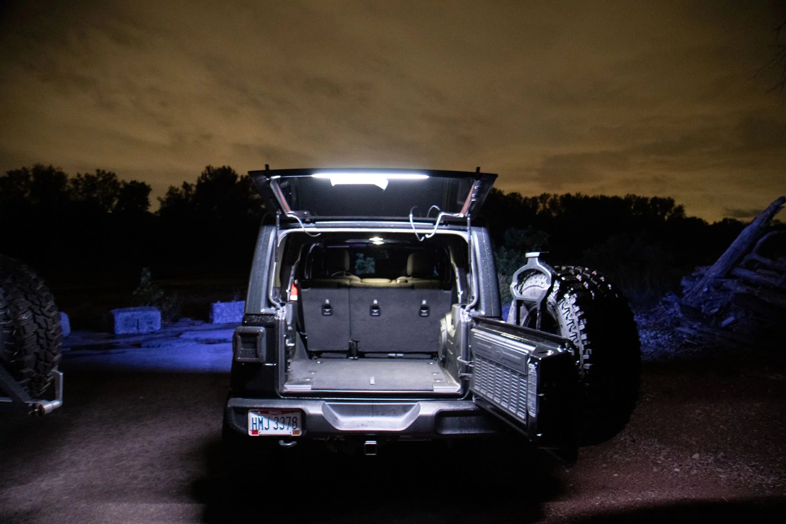 Fits All Jeep Wranglers Hardtop Models  of CJ, TJ, LJ, JK, JKU, JL,JLU  from 1987 -2023.. Brawlee Silicone RGB Interior Bluetooth Light Bar with Remote By Done Right LED