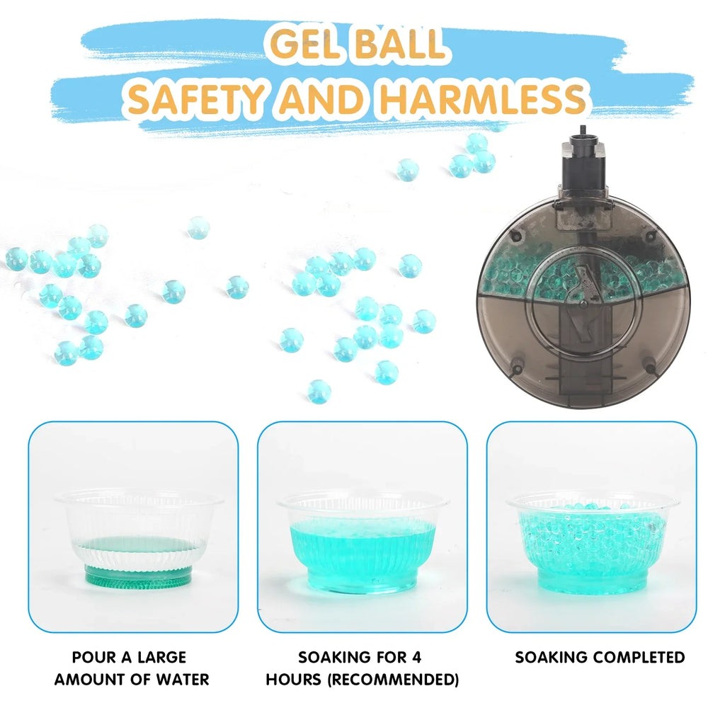 Yimore Toys Gel Ball Blaster Automatic Splatter Balls Gun with 15,000 aqua Beads for Out Door Activity , Backyard Games for Kids&Adult Ages 12+
