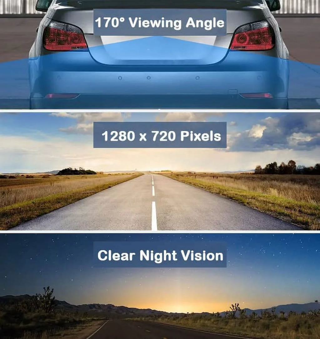 CAM125 Backup Camera Frame License Plate HD Night Vision Rear View 170° Angle Waterproof matching with Jensen Car Radio CAR110W CAR710 CAR710X CAR8000 CAR910W CAR910X CDR7011 CM901MIR CMR2720