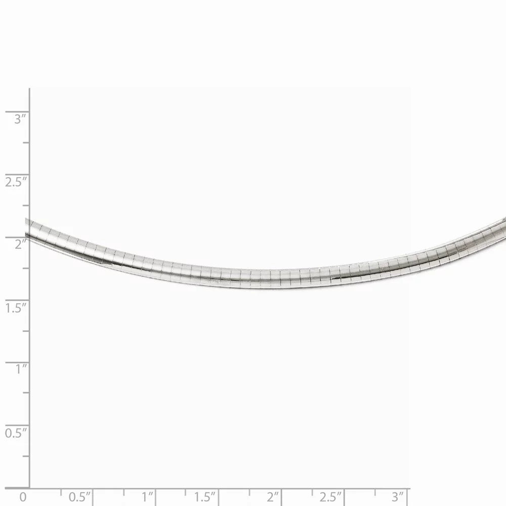 14K White Gold 4mm Domed Omega Necklace
