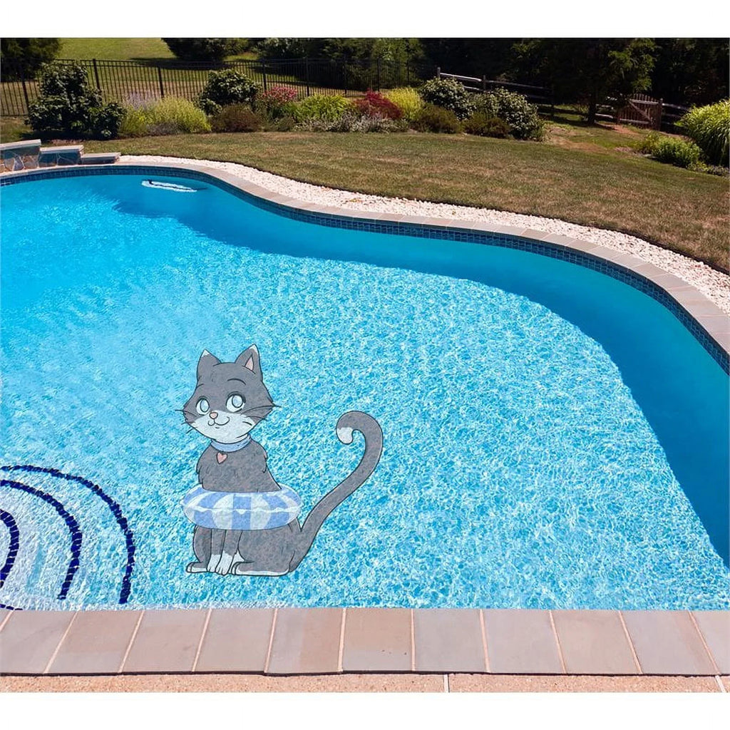 Slick Woody's 60" Kitten Vinyl Underwater Pool Mat Tattoo in Gray