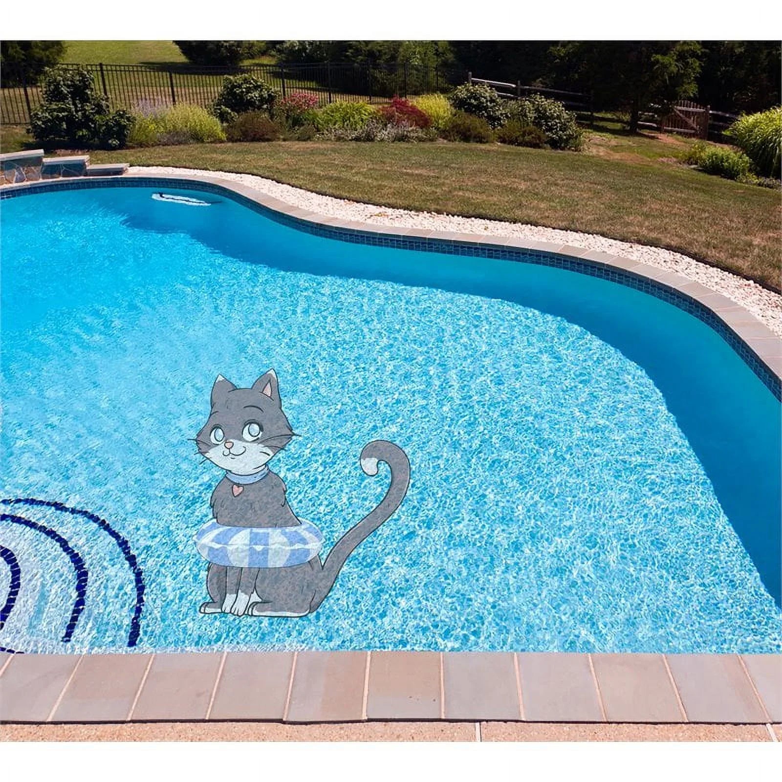 Slick Woody's 60" Kitten Vinyl Underwater Pool Mat Tattoo in Gray