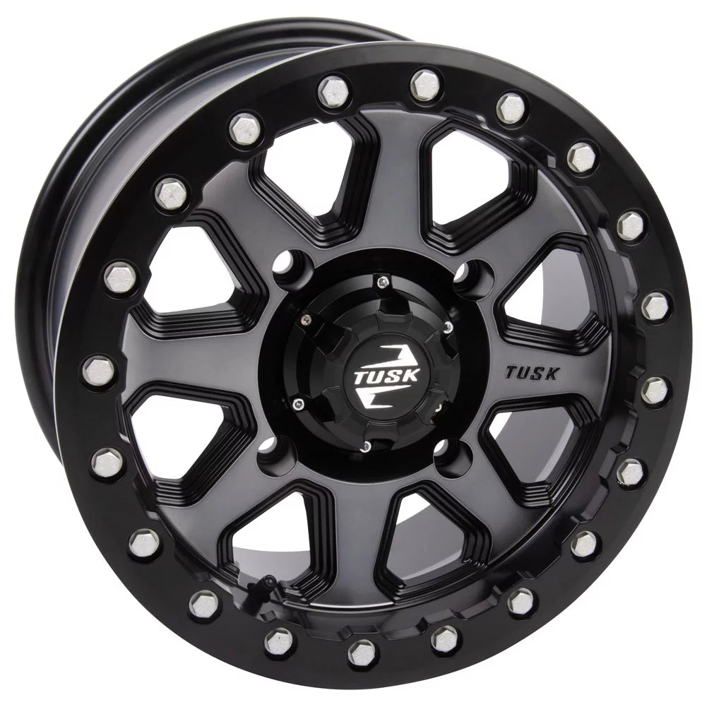 4/156 Tusk Uinta Beadlock Wheel 14x7 5.0 + 2.0 Gunmetal/Black For YAMAHA Wolverine RMAX 2 1000 R-Spec 2022