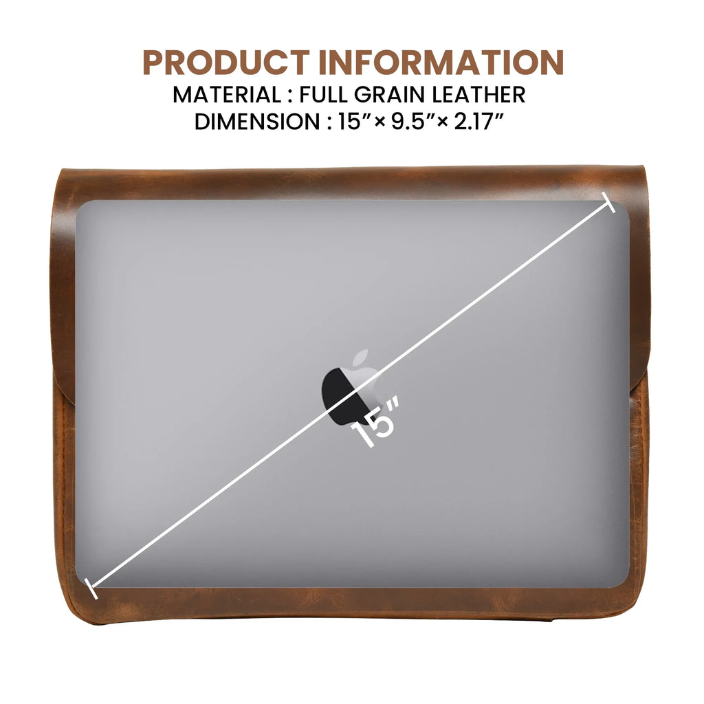 Top Grain Leather Portfolio Envelope Document File Folder MacBook Holder Sleeve Case Folio