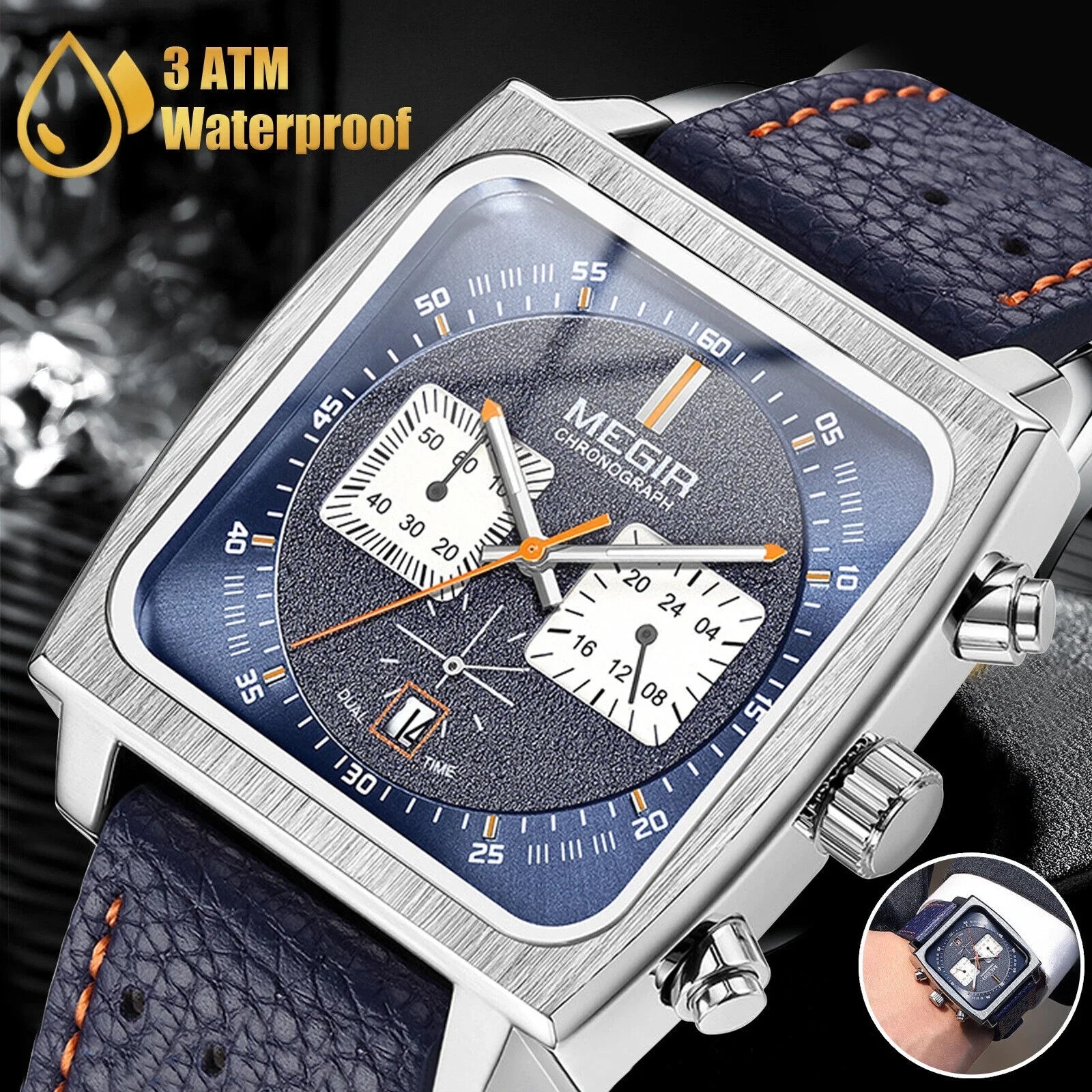 MEGIR Waterproof Men's Quartz Watch Leather Luminous Business Chronograph Luxury