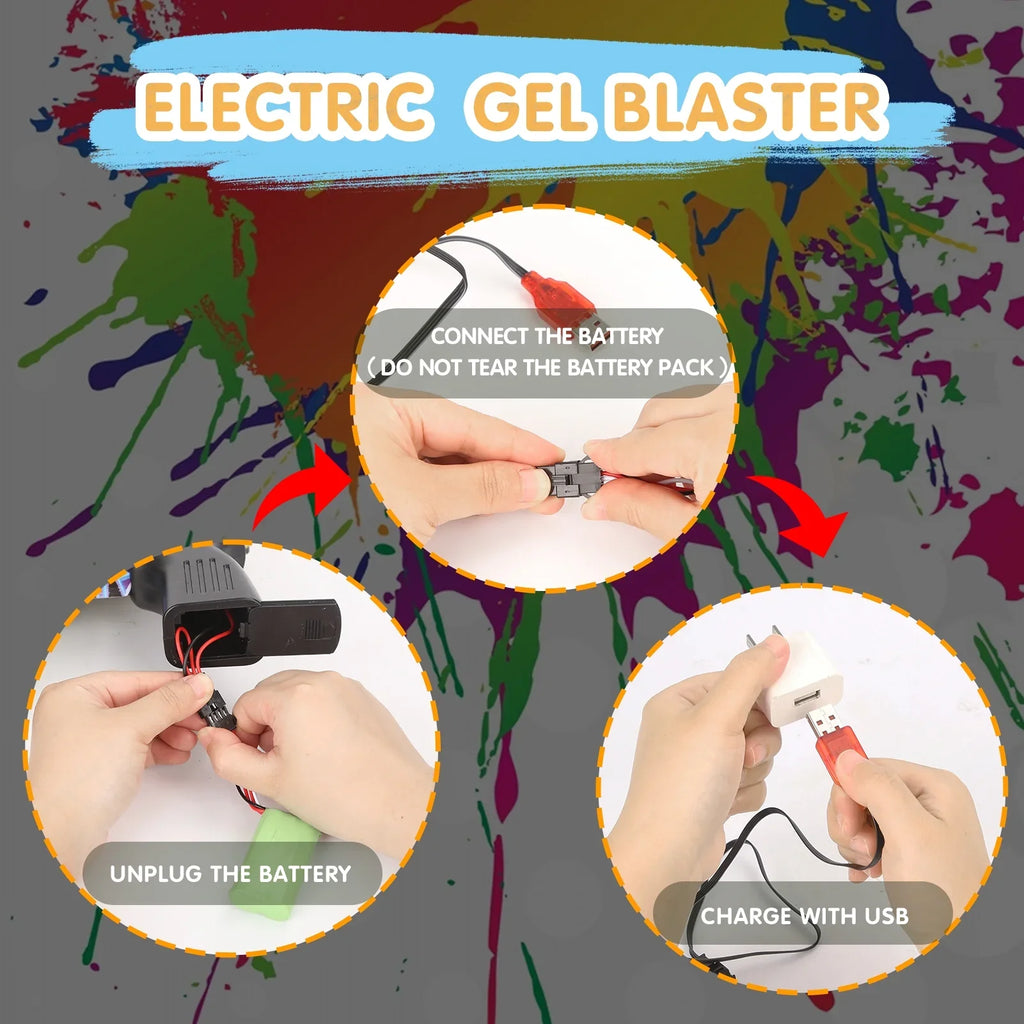 Yimore Toys Gel Ball Blaster Automatic Splatter Balls Gun with 15,000 aqua Beads for Out Door Activity , Backyard Games for Kids&Adult Ages 12+