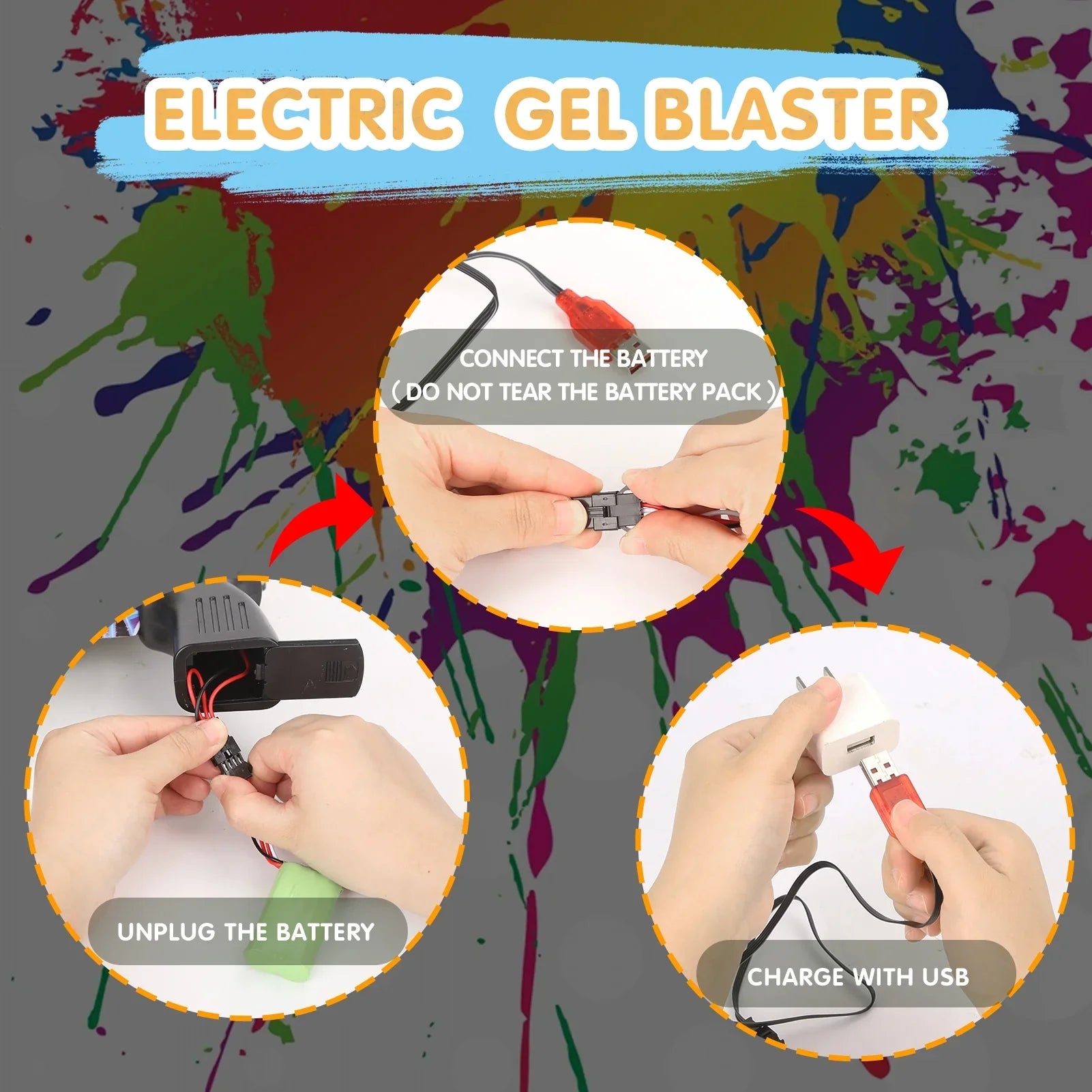 Yimore Toys Gel Ball Blaster Automatic Splatter Balls Gun with 15,000 aqua Beads for Out Door Activity , Backyard Games for Kids&Adult Ages 12+