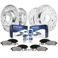 Detroit Axle - Brake Kit for 2006-2018  Rav4 11.65" Front & 11.06" Rear Drilled and Slotted Disc Rotors Ceramic Brakes Pads 2007 2008 2009 2010 2011 2012 2013 2014 2015 2016 2017 Replacement