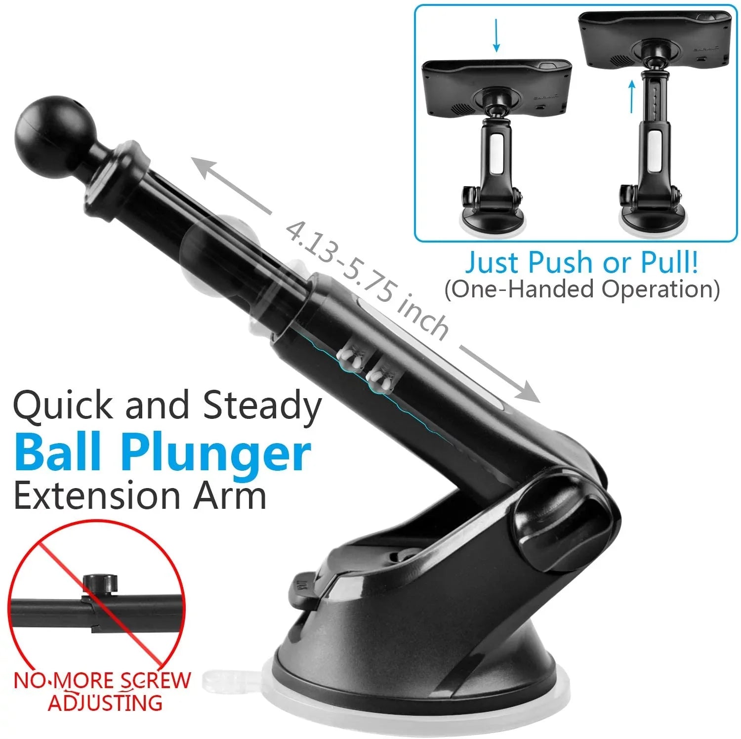 GPS Suction Cup Mount for Garmin [Quick Telescopic Extension Arm] (Set of 2), GPS Dashboard Mount Dash Windshield