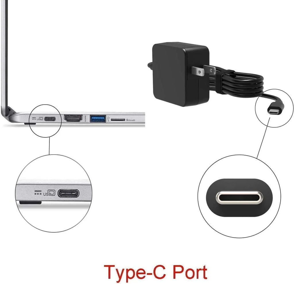 Guy-Tech 45w USB-C Ac Adapter suitable with  100e Chromebook 81MA0022US Power Cord