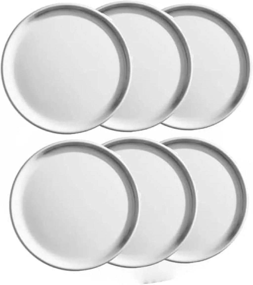 TrueCraftware- Set of 6 Aluminum 8” Pizza Tray Pan Coupe Style - Bakeware Round Pizza Pan Pizza Tray Baking Tray Round Baking Tray for Home Kitchen Pizzeria & Restaurants