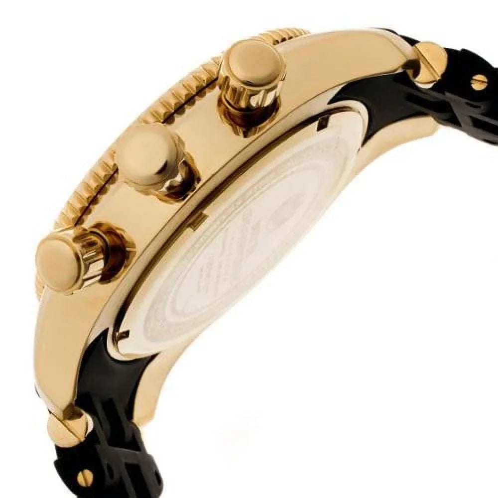 Invicta Men's 0140 Spider Collection Gold Tone Black Dial Rubber Strap Chronograph Watch