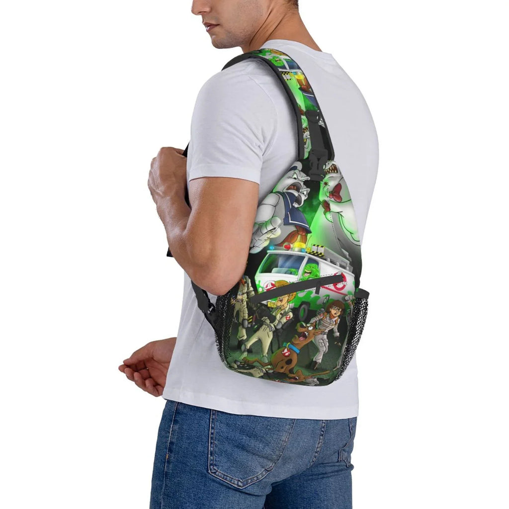 Scooby Ghostbusters Sling Bag Crossbody Backpack Chest Bags Diagonally Travel Daypack For Women Men Adults Teen