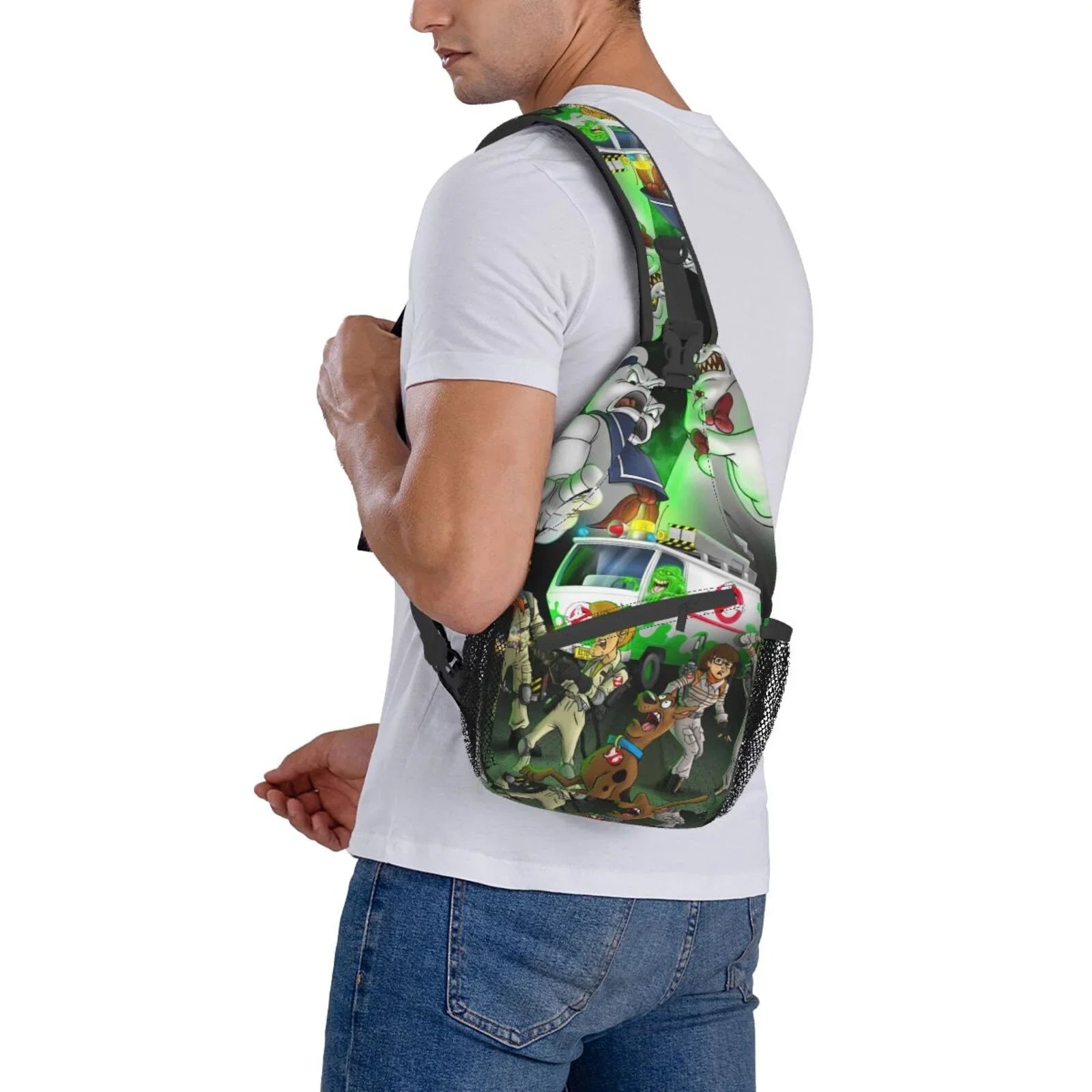 Scooby Ghostbusters Sling Bag Crossbody Backpack Chest Bags Diagonally Travel Daypack For Women Men Adults Teen