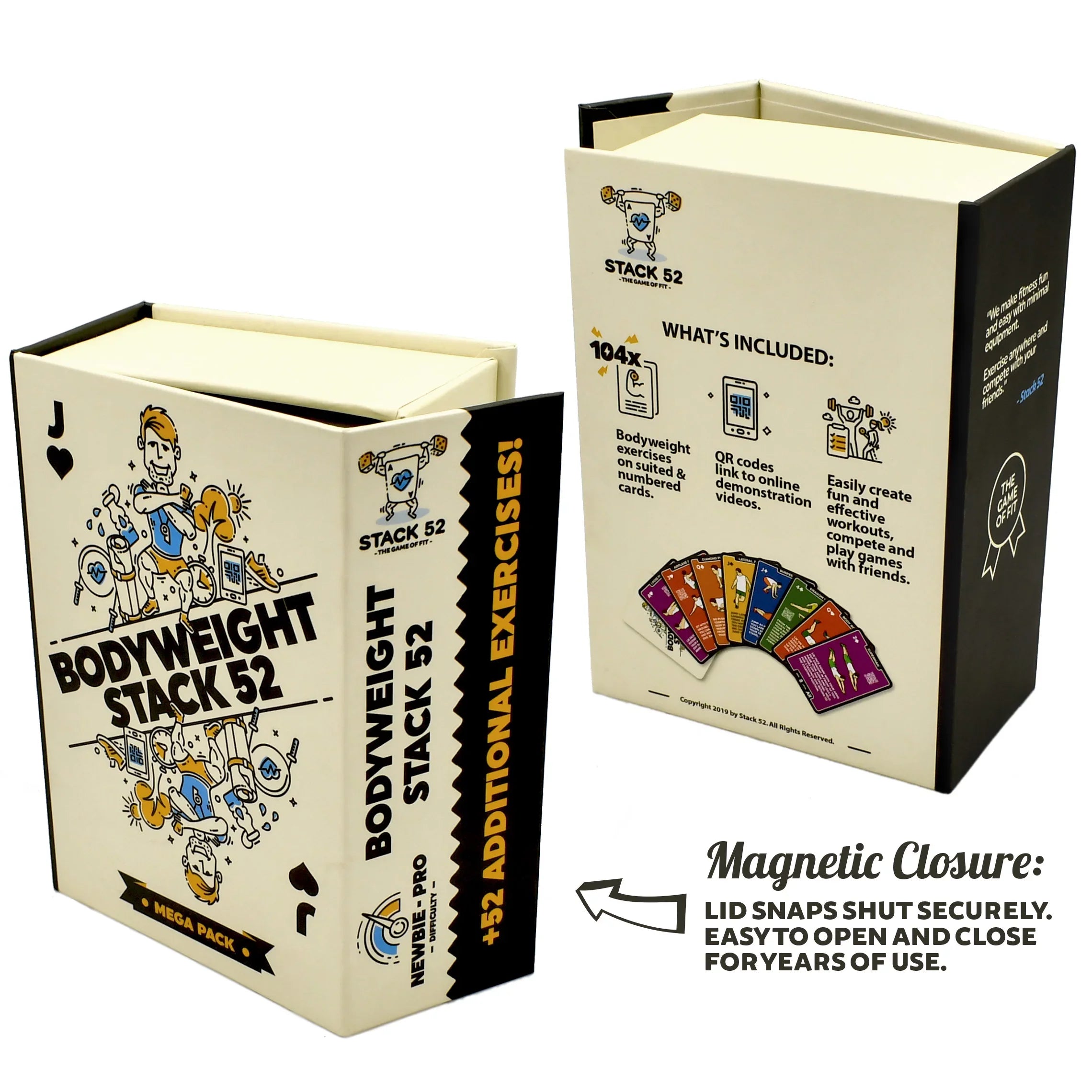 (Bodyweight Mega Pack). Burn Fat Build Muscle. No Equipment Needed. Video Instructions Included. Designed by a Military Fitness Expert. Stack 52 Bodyweight Exercise Cards: Workout Playing Card Game