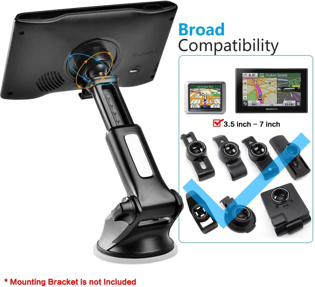 GPS Suction Cup Mount for Garmin [Quick Telescopic Extension Arm] (Set of 2), GPS Dashboard Mount Dash Windshield
