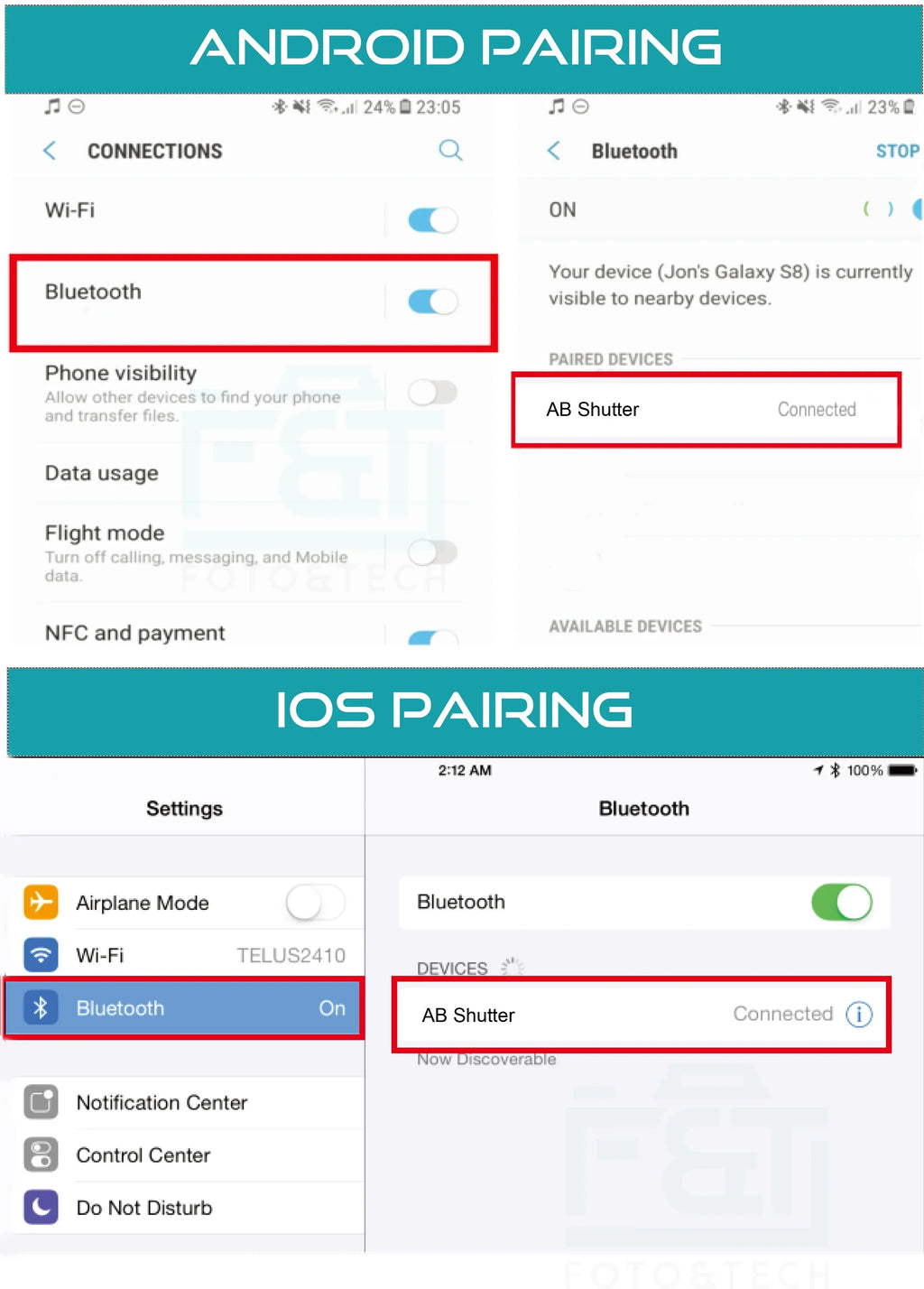 Foto&Tech 4in1 Wireless Remote Control Camera Video Shutter Release Selfie appropriate with iPhone 11 XR XS X 10 8 8+ 7 7+ 6 6s+ 5S 5C iPad Air Mini  Galaxy S10 S9 Edge S5 HTC Smartphone (White)