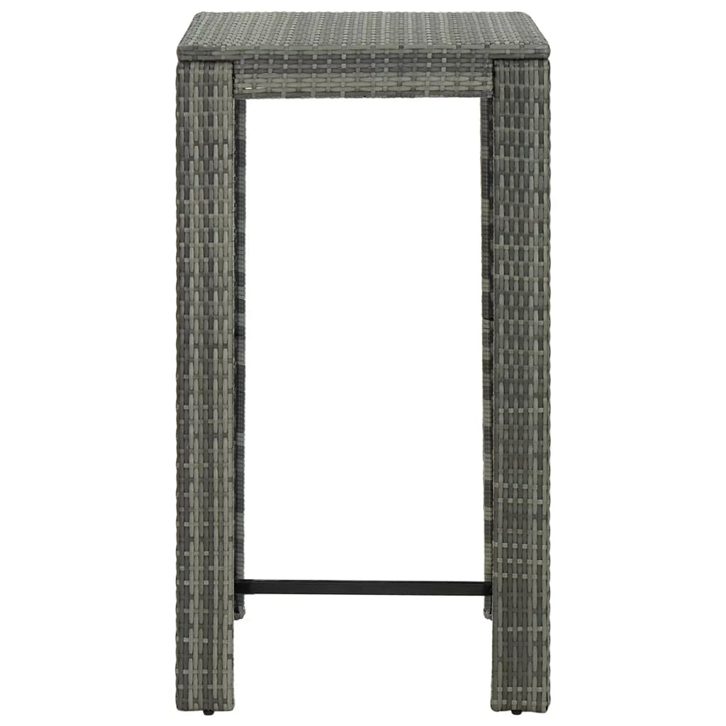 Andoer Garden Bar Table Gray 23.8"x23.8"x43.5" Poly Rattan