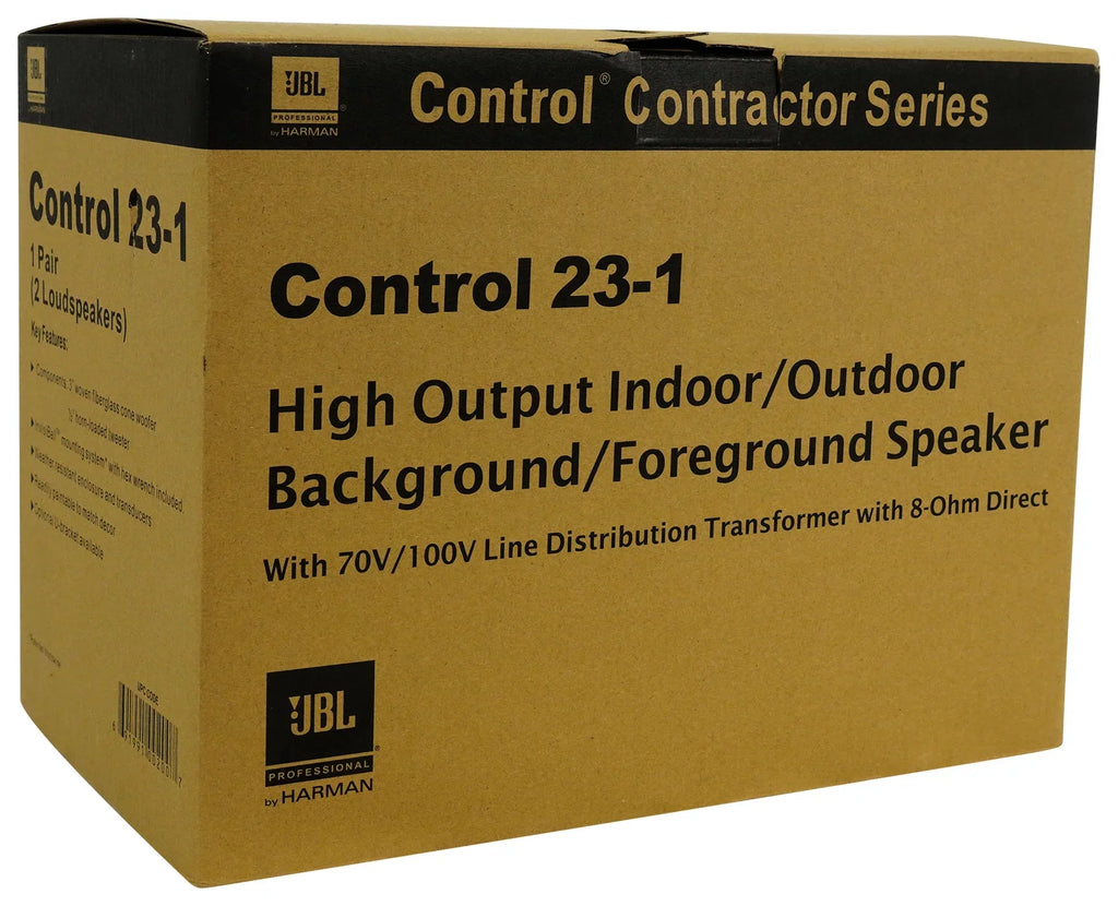 (6) JBL Control 23-1 Black 3" Indoor/Outdoor 70v Commercial Wall Speakers + Amp
