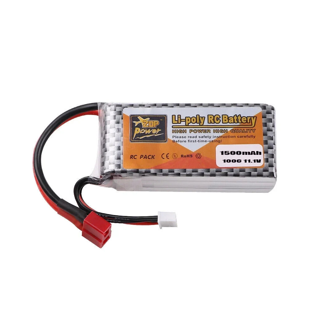 FancyWhoop 100C 3S 11.1V 1500mAh Lipo Battery T Plug for RC Drone Flight Car Airplane DIY