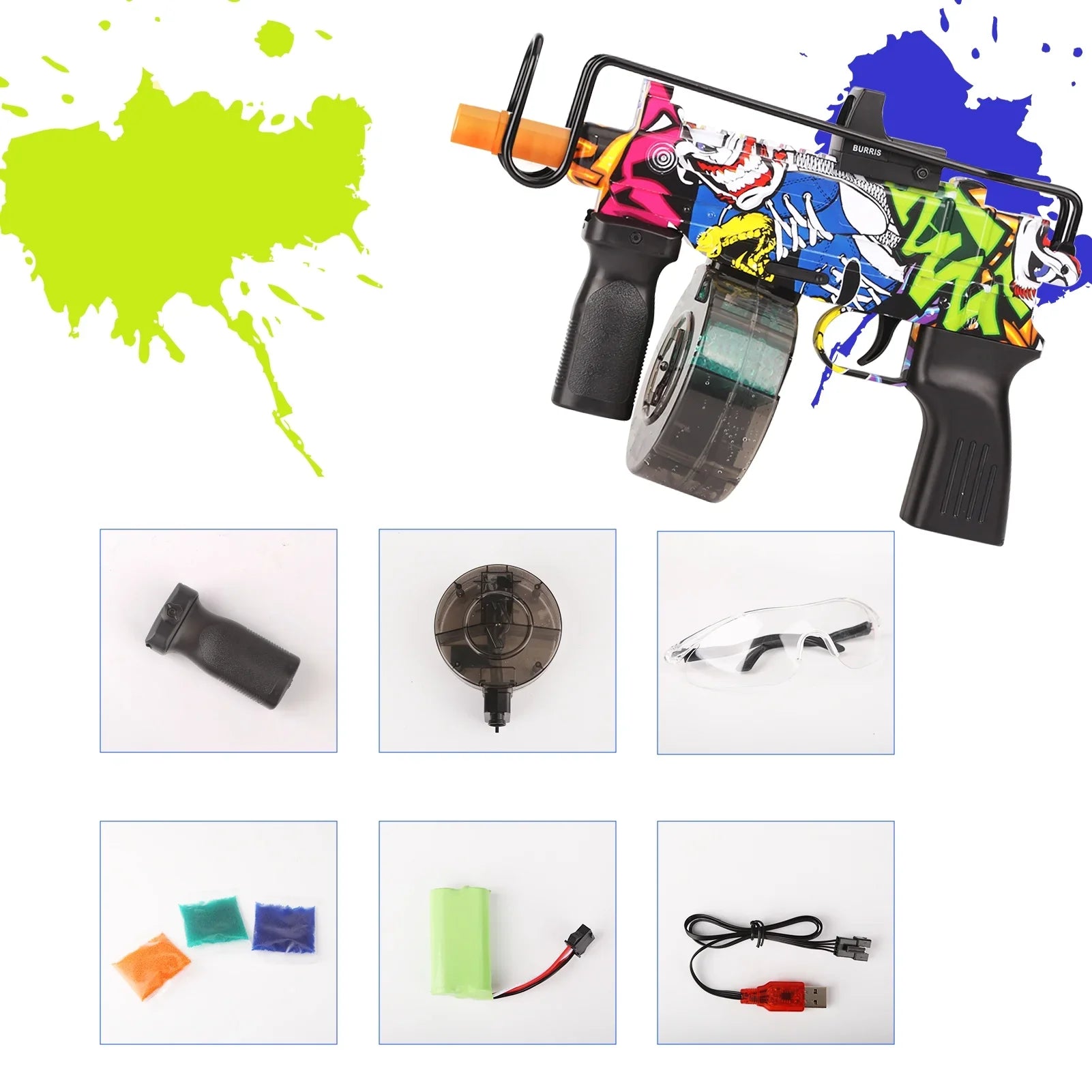 Yimore Toys Gel Ball Blaster Automatic Splatter Balls Gun with 15,000 aqua Beads for Out Door Activity , Backyard Games for Kids&Adult Ages 12+