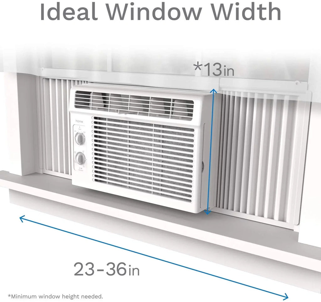 Ft.. hOmeLabs Window Air Conditioner 5000 BTU - Easy Mechanical Control Compact AC Unit with Washable Reusable Filter, 2 Cooling Speeds, 2 Fan Speeds - Ideal for Bedroom and Rooms up to 150 Sq