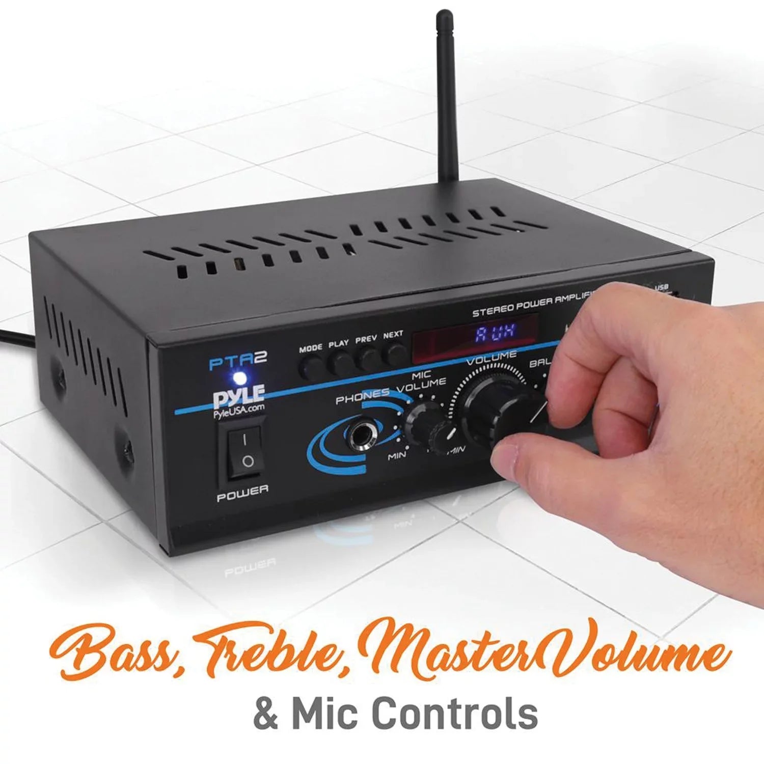 Pyle PTA2 2 x 40W Home Stereo Mini Bluetooth Power Amplifier with Remote Control