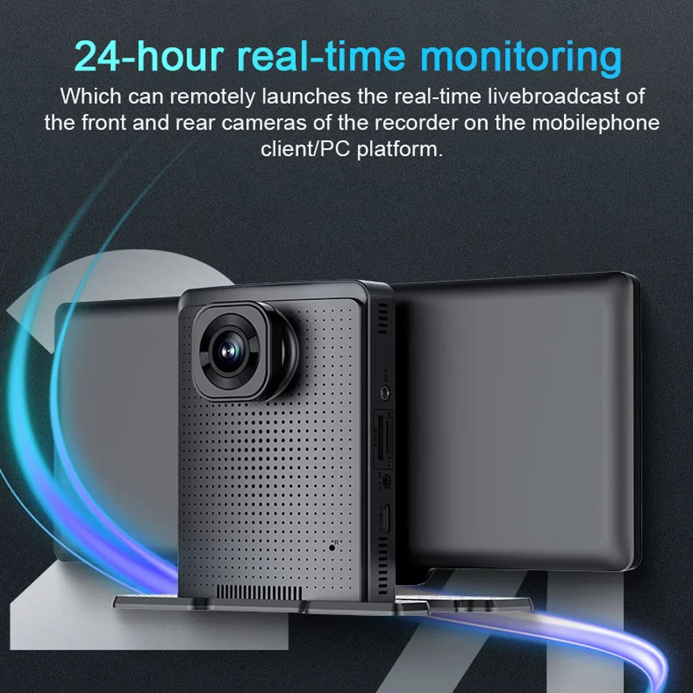 Docooler Multi-language Dual Lens Car Video Recorder Auto Dash Cam Car Camera Recorder Night Viewing 10.26in DVR 170 Degree Wide Angle Car Global Positioning System Navigation Camcorder