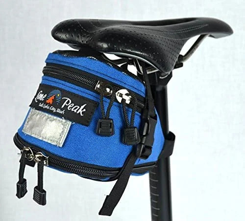 Lone Peak Mini-Wedge Expandable Bicycle Seat Bag | Bike Saddle Bag | Superior Mount - Durable Seat Pack | Bikepacking Bag | 1000 D Nylon | Blue (Made in The USA)